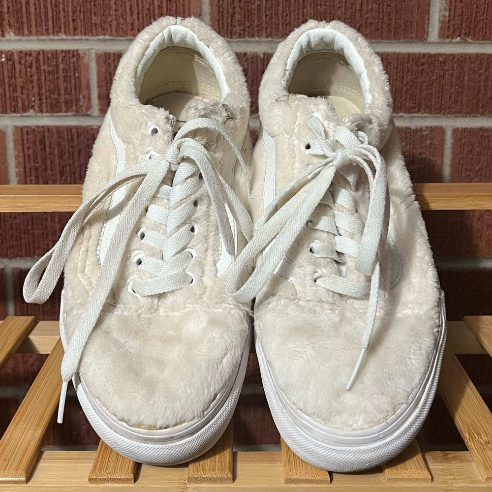 Cream colored fuzzy Vans!